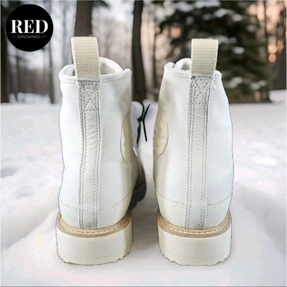 Converse Chuck Taylor Ivory Off White Leather Crafted Boot Men's 8/ Women's 9.5 - Picture 5 of 15